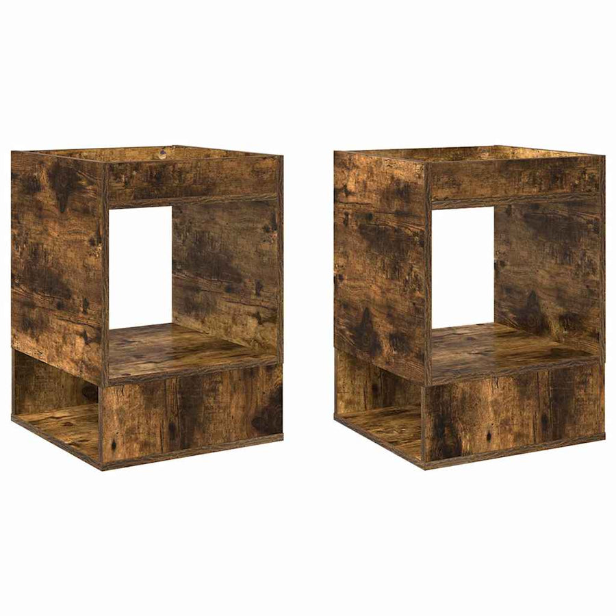 Bijzettafel 2 pcs Gerookt eiken 40 x 40 x 56 cm Bewerkt hout