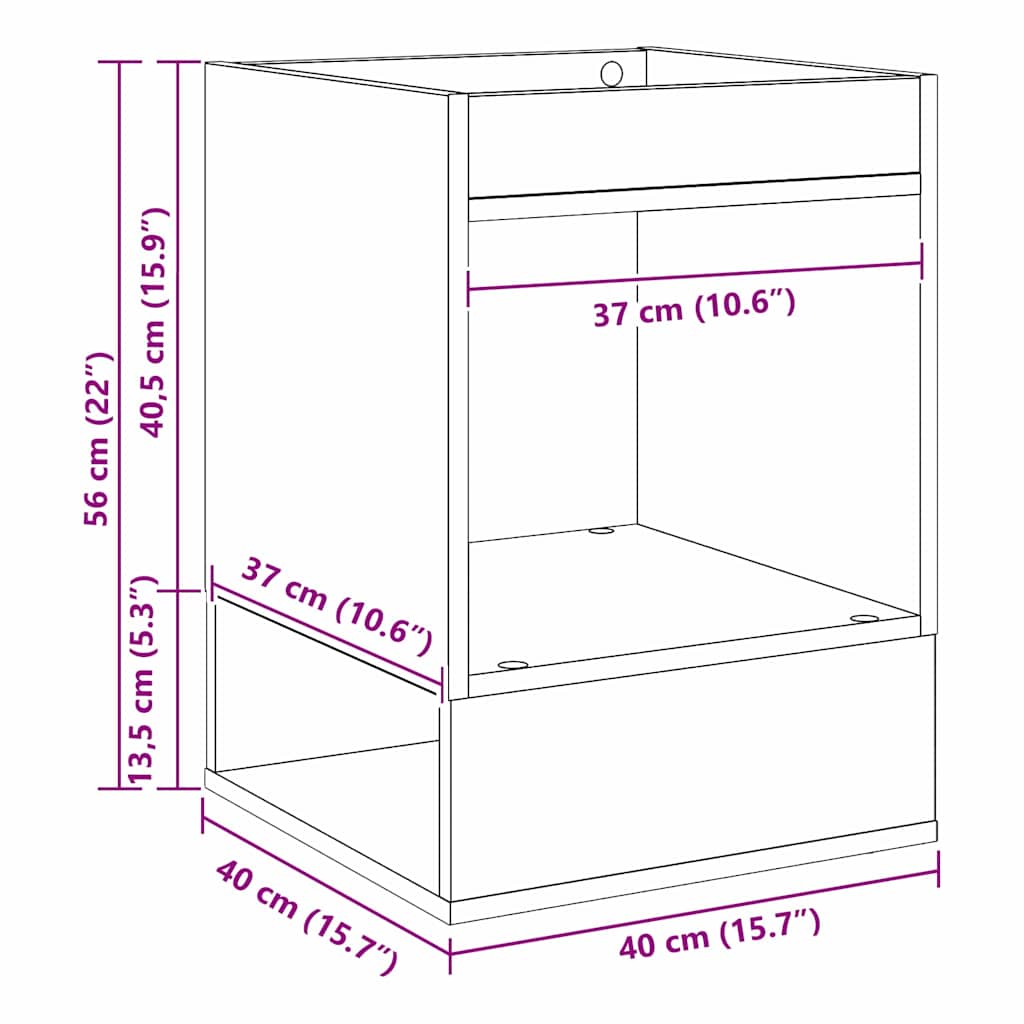 Bijzettafel 2 pcs Grijs Sonoma 40 x 40 x 56 cm Bewerkt hout