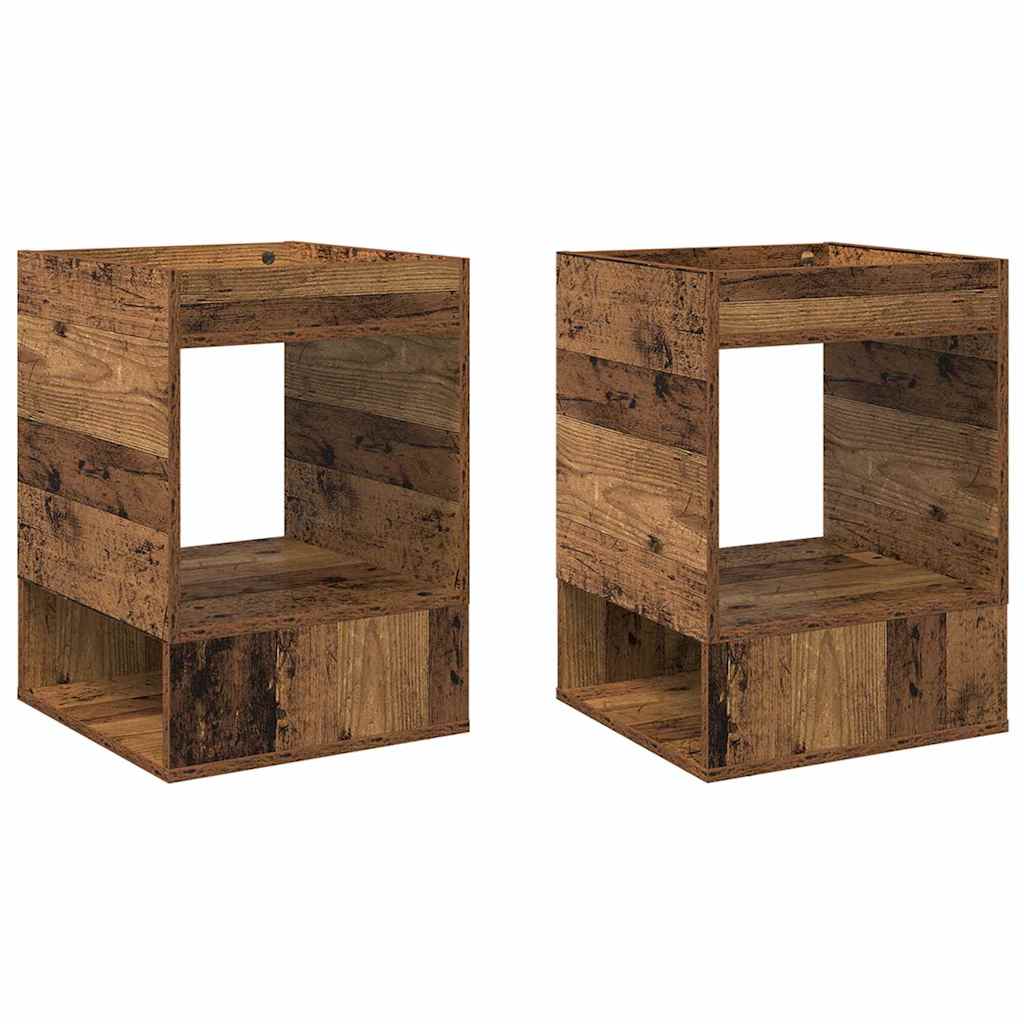 Bijzettafel 2 pcs Oudhout 40 x 40 x 56 cm Bewerkt hout