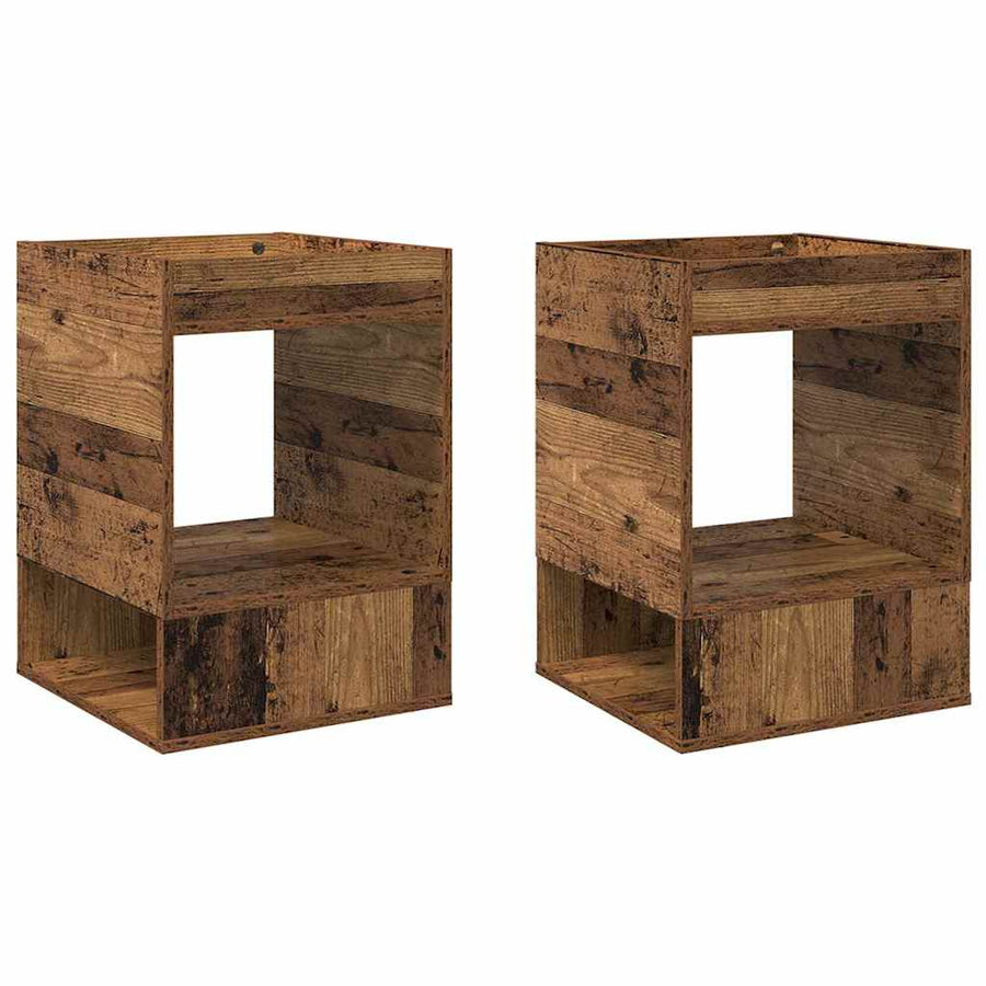 Bijzettafel 2 pcs Oudhout 40 x 40 x 56 cm Bewerkt hout