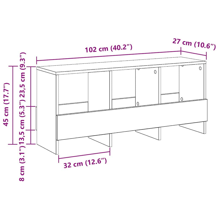 Tijdschrift Rek Zwart Eiken 102 x 30 x 45 cm