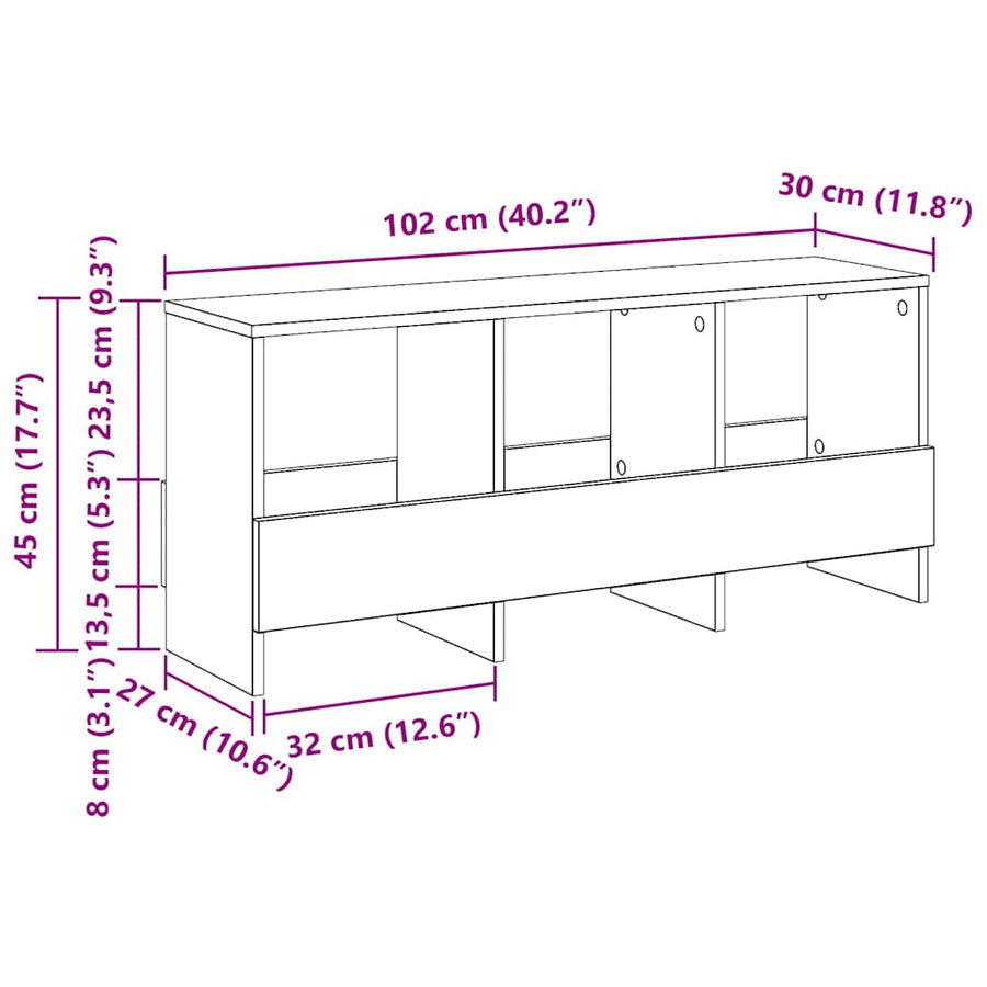 Tijdschrift Rek Grijs Sonoma 102 x 30 x 45 cm