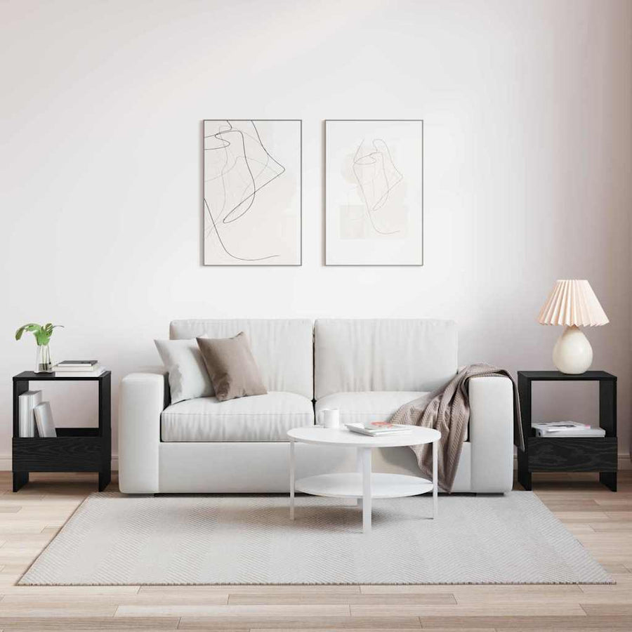 Tijdschrift Rek 2 pcs Zwart Eiken 35 x 30 x 45 cm