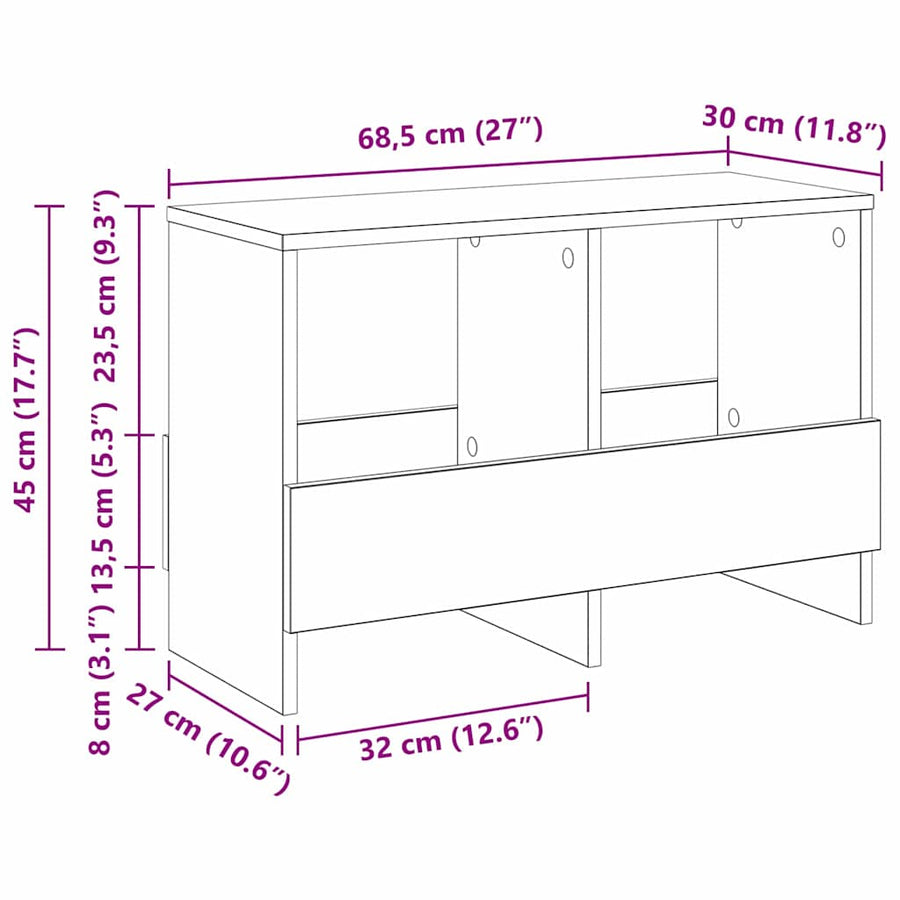 Tijdschrift Rek Wit 68,5 x 30 x 45 cm