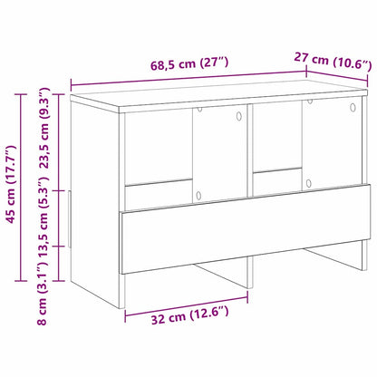 Tijdschrift Rek Zwart Eiken 68,5 x 30 x 45 cm