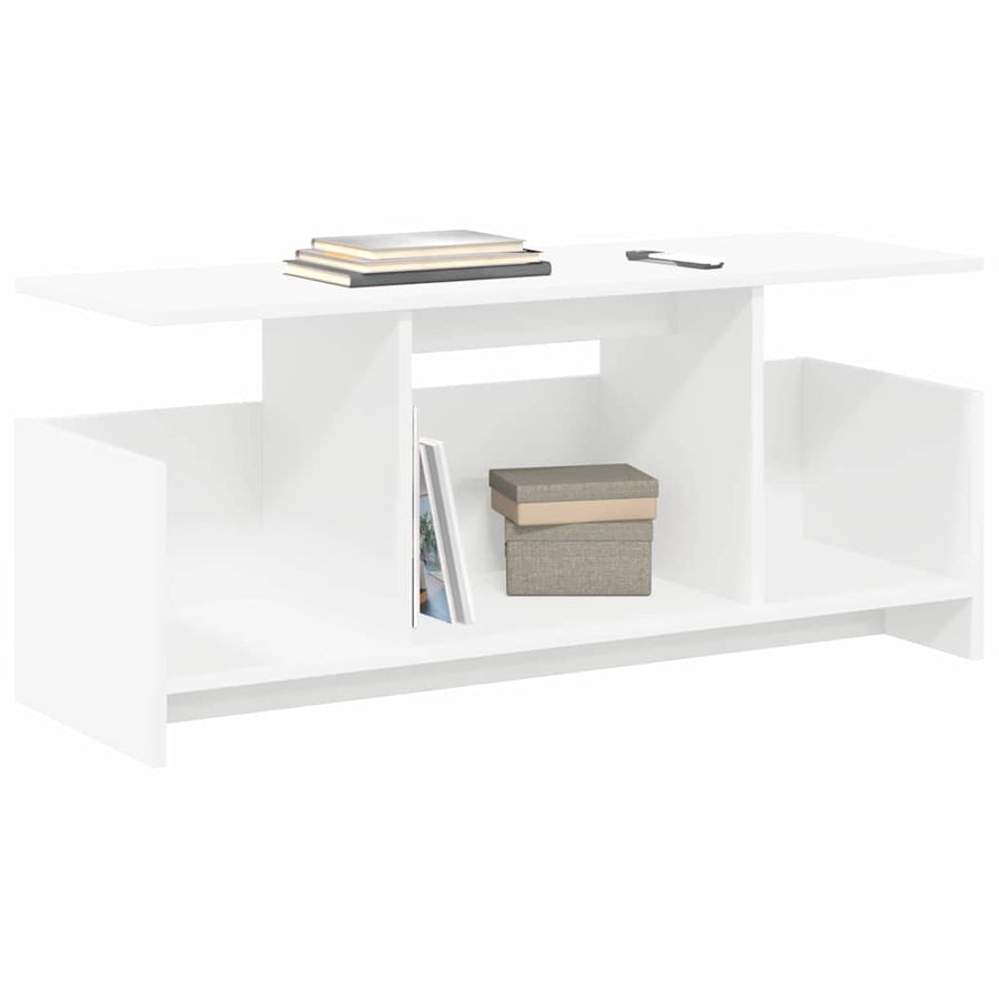 TV-standaard Wit 102 x 35 x 45 cm Bewerkt hout