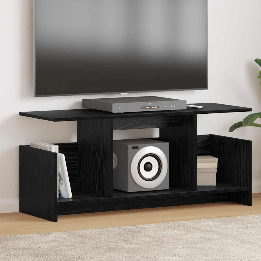 TV-standaard Zwart Eiken 102 x 35 x 45 cm Bewerkt hout