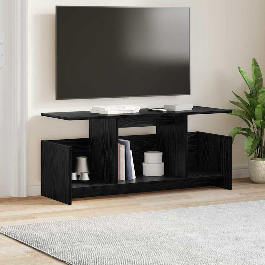 TV-standaard Zwart Eiken 102 x 35 x 45 cm Bewerkt hout