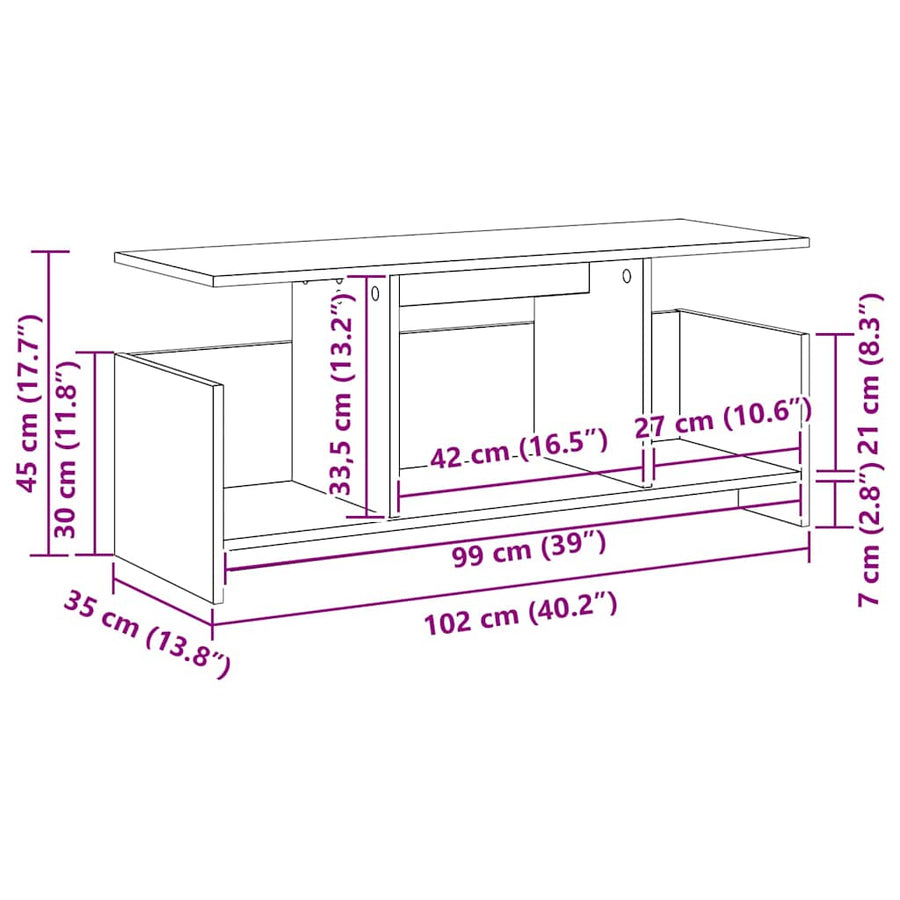 TV-standaard Sonoma Eiken 102 x 35 x 45 cm Bewerkt hout