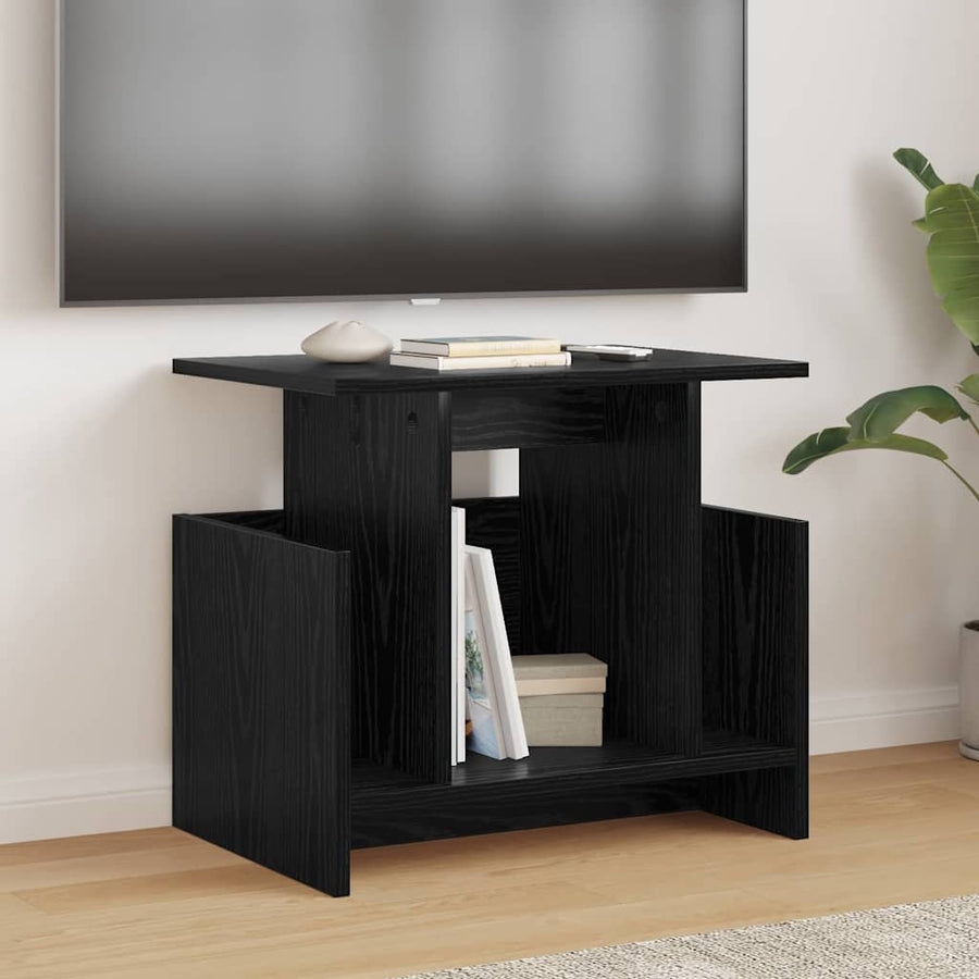 TV-standaard Zwart Eiken 50 x 35 x 45 cm Bewerkt hout