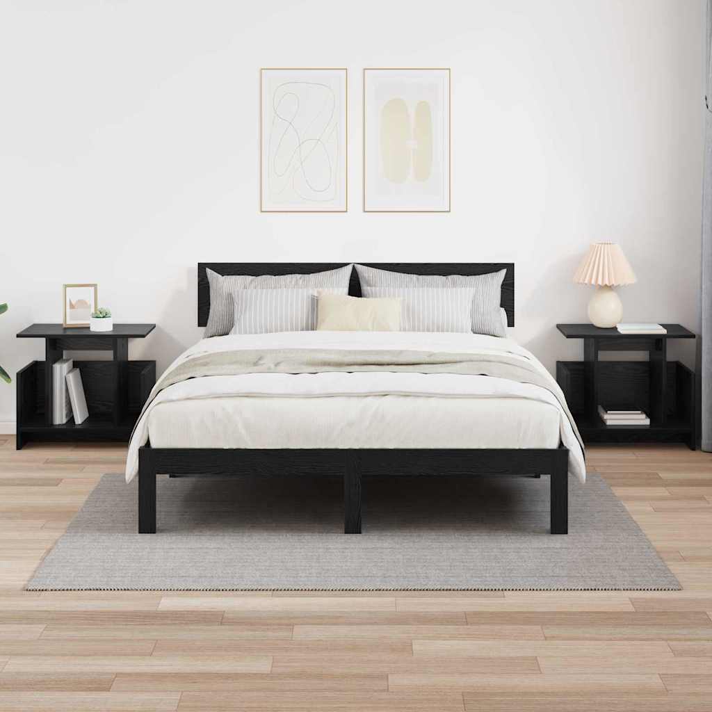 TV-standaard 2 pcs Zwart Eiken 50 x 35 x 45 cm Bewerkt hout