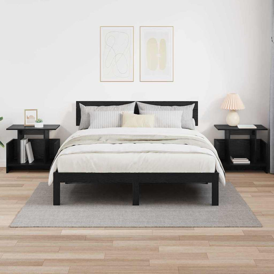 TV-standaard 2 pcs Zwart Eiken 50 x 35 x 45 cm Bewerkt hout