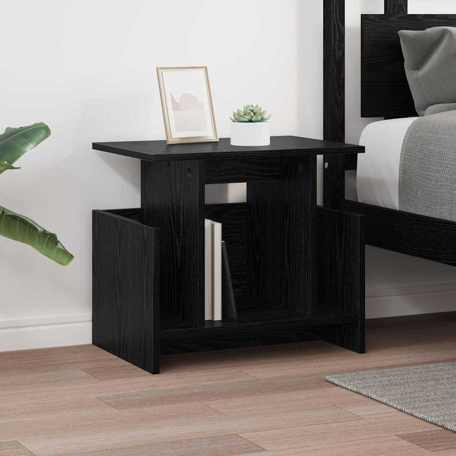 TV-standaard 2 pcs Zwart Eiken 50 x 35 x 45 cm Bewerkt hout