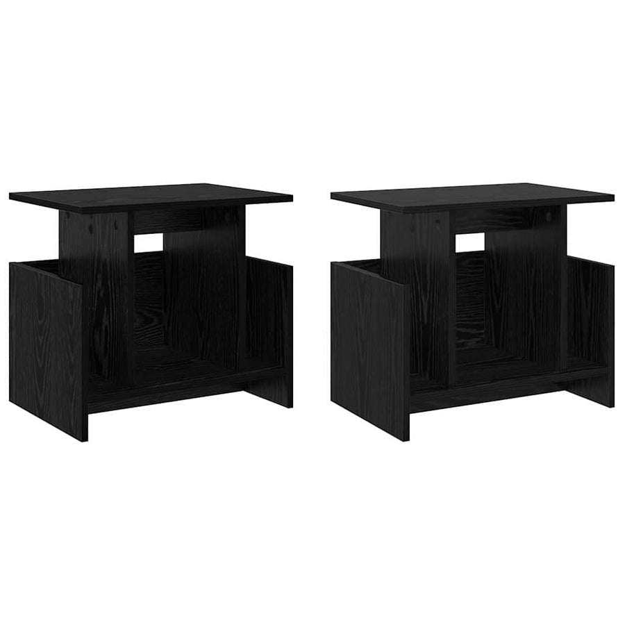 TV-standaard 2 pcs Zwart Eiken 50 x 35 x 45 cm Bewerkt hout