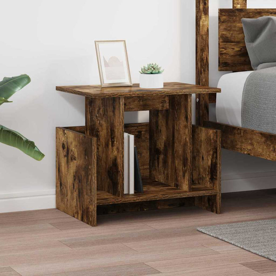 TV-standaard 2 pcs Gerookt eiken 50 x 35 x 45 cm Bewerkt hout