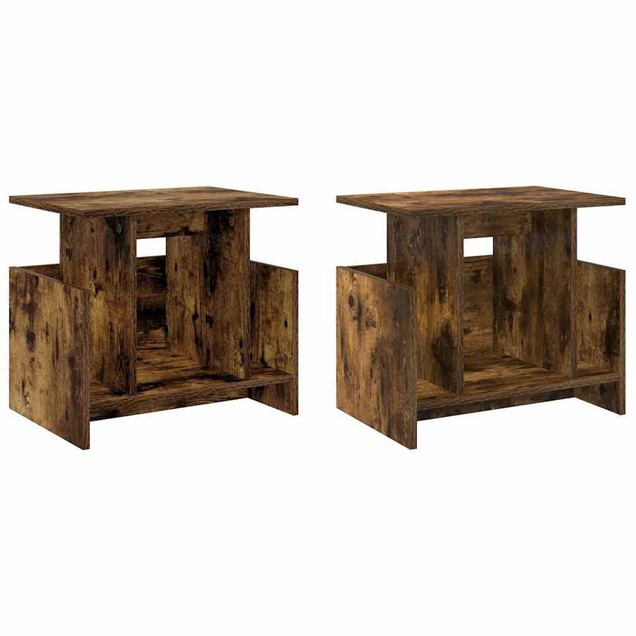 TV-standaard 2 pcs Gerookt eiken 50 x 35 x 45 cm Bewerkt hout
