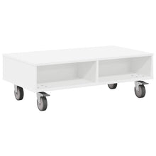 Bijzettafel met wielen Wit 90 x 50 x 30 cm Bewerkt hout
