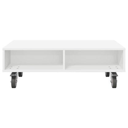 Bijzettafel met wielen Wit 90 x 50 x 30 cm Bewerkt hout