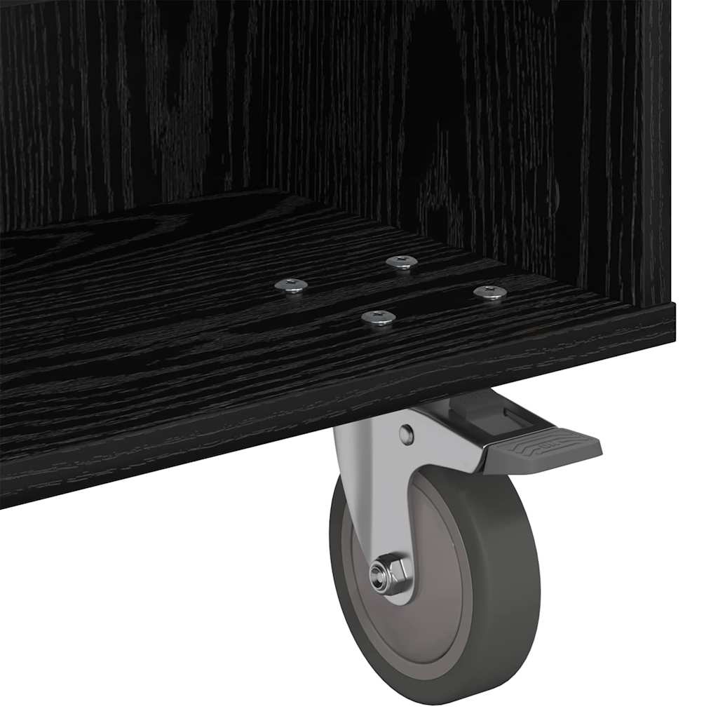 Bijzettafel met wielen Zwart Eiken 90 x 50 x 30 cm Bewerkt hout