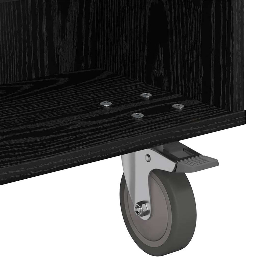Bijzettafel met wielen Zwart Eiken 90 x 50 x 30 cm Bewerkt hout