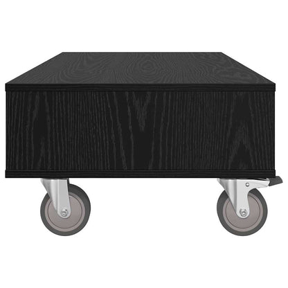Bijzettafel met wielen Zwart Eiken 90 x 50 x 30 cm Bewerkt hout