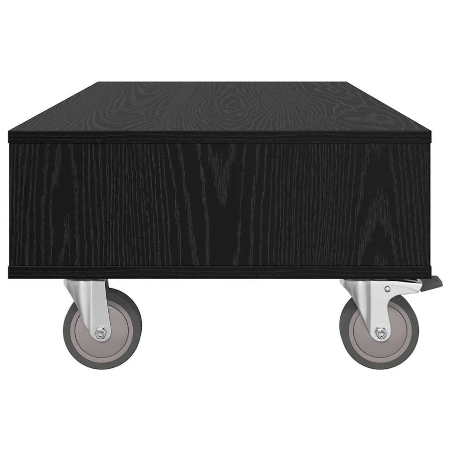 Bijzettafel met wielen Zwart Eiken 90 x 50 x 30 cm Bewerkt hout