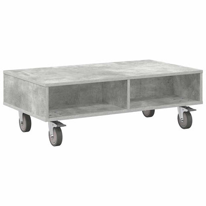 Bijzettafel met wielen Beton Grijs 90 x 50 x 30 cm Bewerkt hout