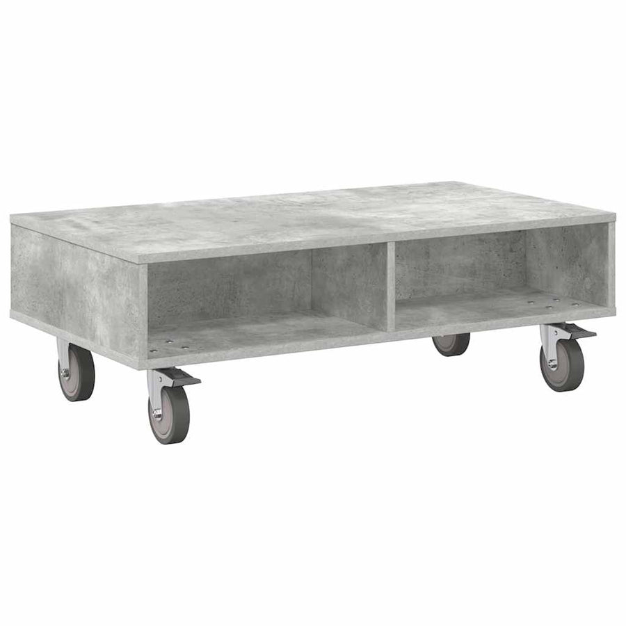 Bijzettafel met wielen Beton Grijs 90 x 50 x 30 cm Bewerkt hout