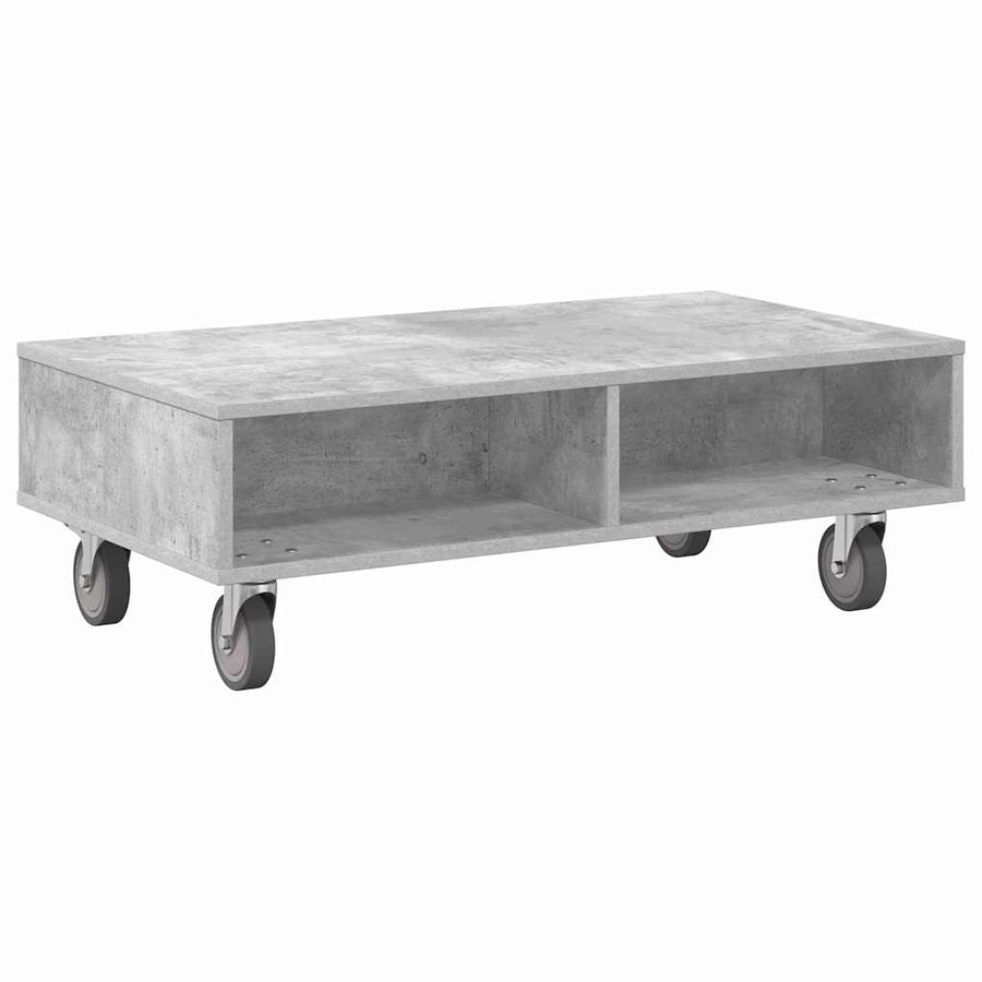 Bijzettafel met wielen Beton Grijs 90 x 50 x 30 cm Bewerkt hout