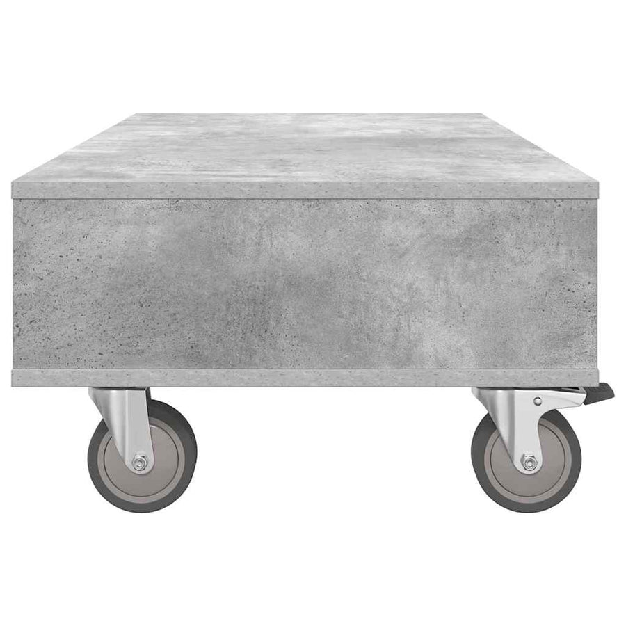 Bijzettafel met wielen Beton Grijs 90 x 50 x 30 cm Bewerkt hout