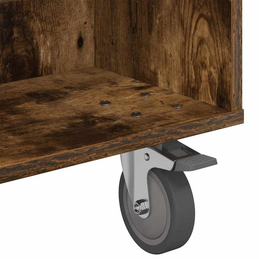 Bijzettafel met wielen Gerookt eiken 90 x 50 x 30 cm