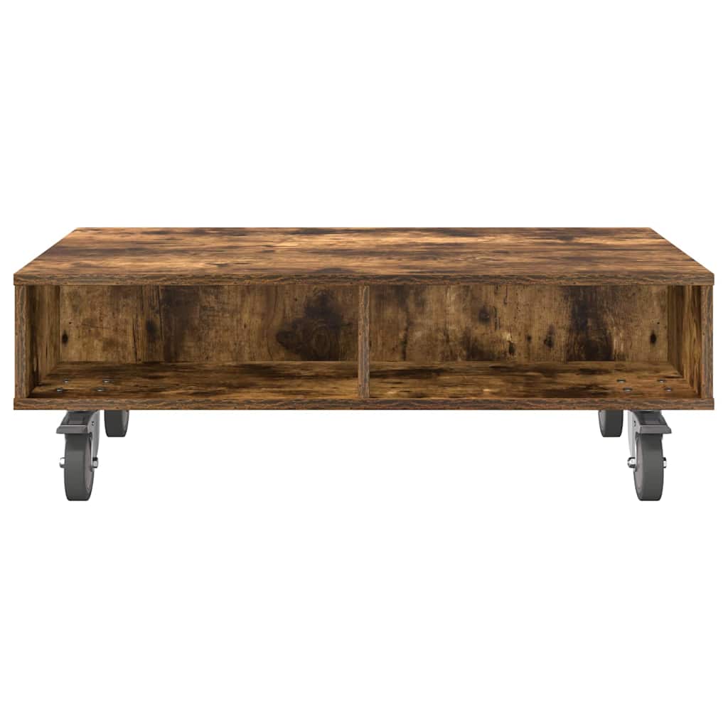 Bijzettafel met wielen Gerookt eiken 90 x 50 x 30 cm