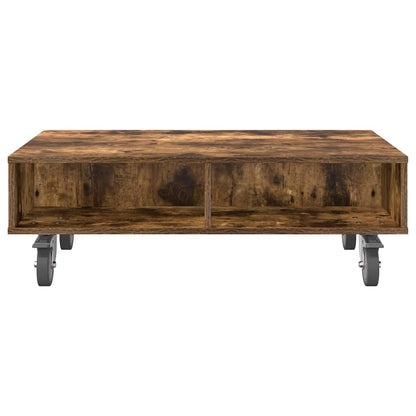 Bijzettafel met wielen Gerookt eiken 90 x 50 x 30 cm