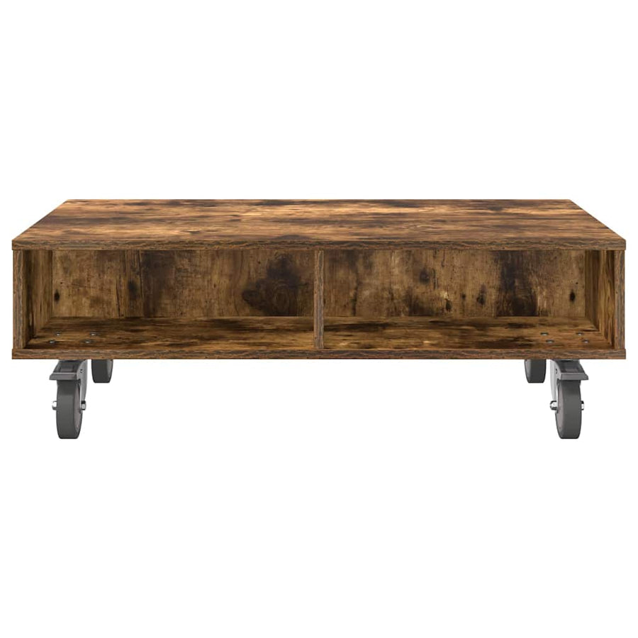Bijzettafel met wielen Gerookt eiken 90 x 50 x 30 cm
