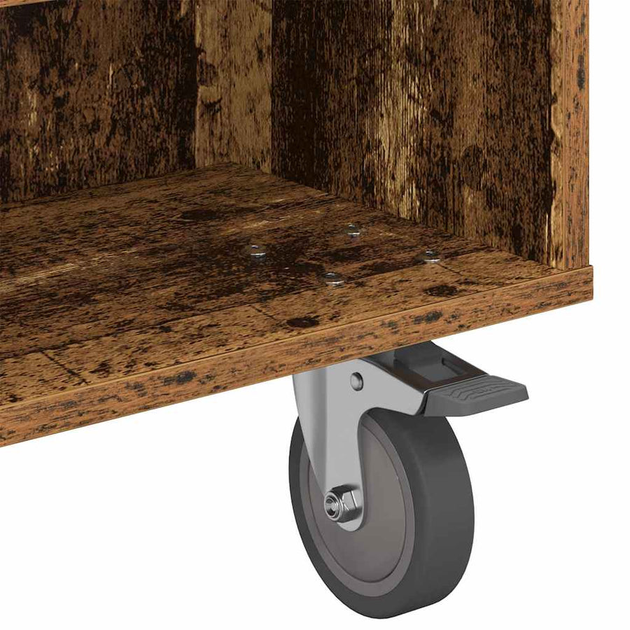 Bijzettafel met wielen Oudhout 90 x 50 x 30 cm Bewerkt hout