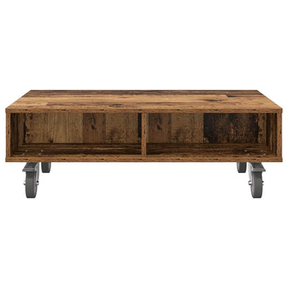 Bijzettafel met wielen Oudhout 90 x 50 x 30 cm Bewerkt hout