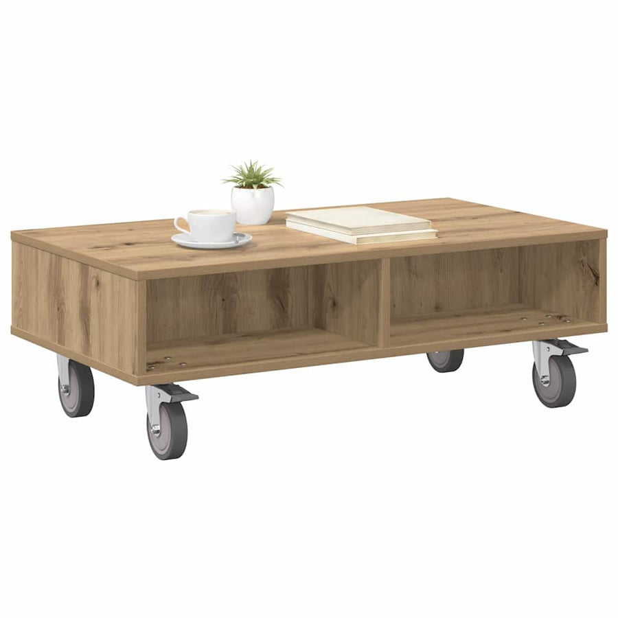 Bijzettafel met wielen Artisan Eiken 90 x 50 x 30 cm