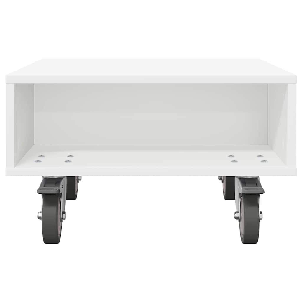 Bijzettafel met wielen Wit 50 x 50 x 30 cm Bewerkt hout