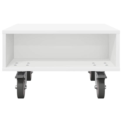Bijzettafel met wielen Wit 50 x 50 x 30 cm Bewerkt hout