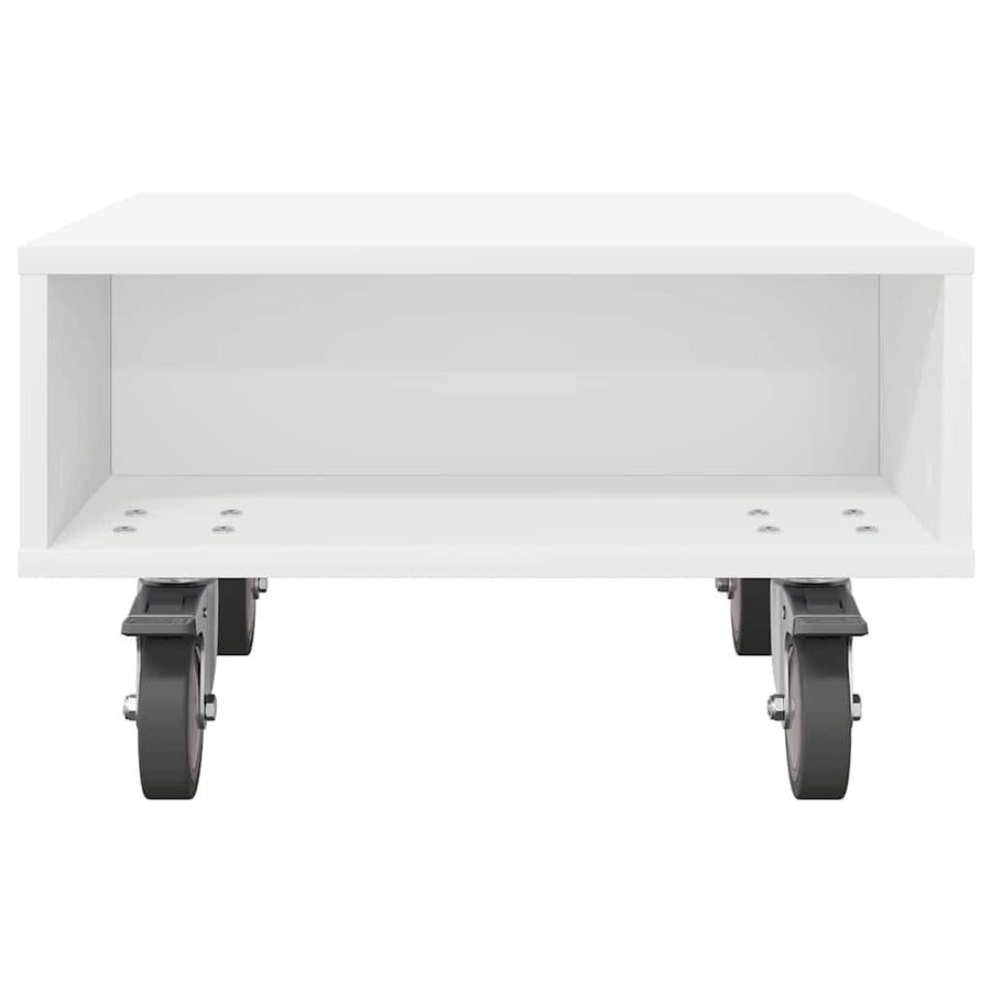 Bijzettafel met wielen Wit 50 x 50 x 30 cm Bewerkt hout