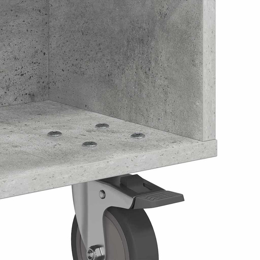 Bijzettafel met wielen Beton Grijs 50 x 50 x 30 cm Bewerkt hout
