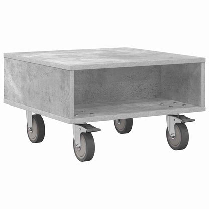 Bijzettafel met wielen Beton Grijs 50 x 50 x 30 cm Bewerkt hout
