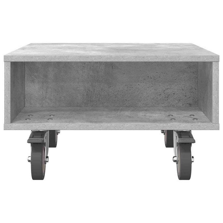 Bijzettafel met wielen Beton Grijs 50 x 50 x 30 cm Bewerkt hout