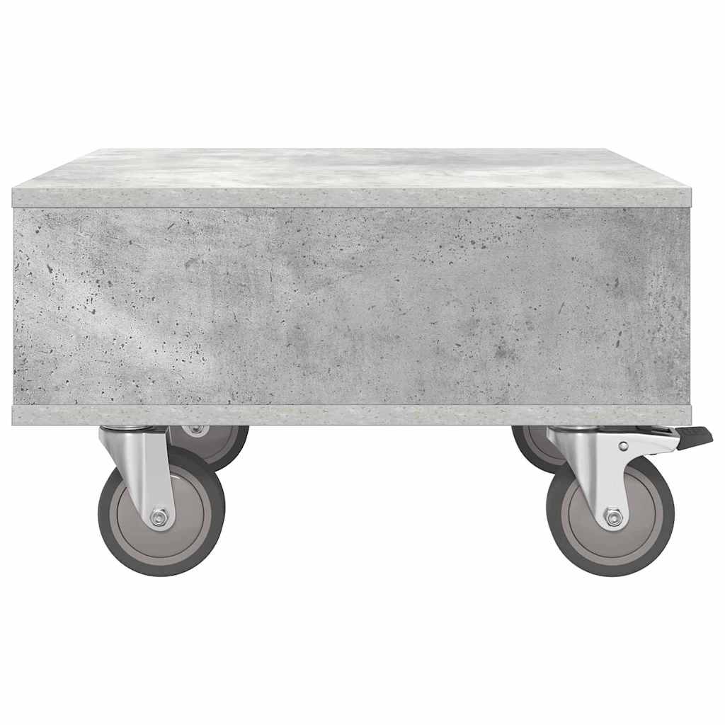 Bijzettafel met wielen Beton Grijs 50 x 50 x 30 cm Bewerkt hout