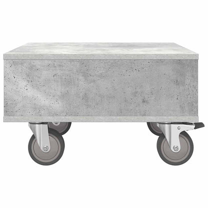 Bijzettafel met wielen Beton Grijs 50 x 50 x 30 cm Bewerkt hout
