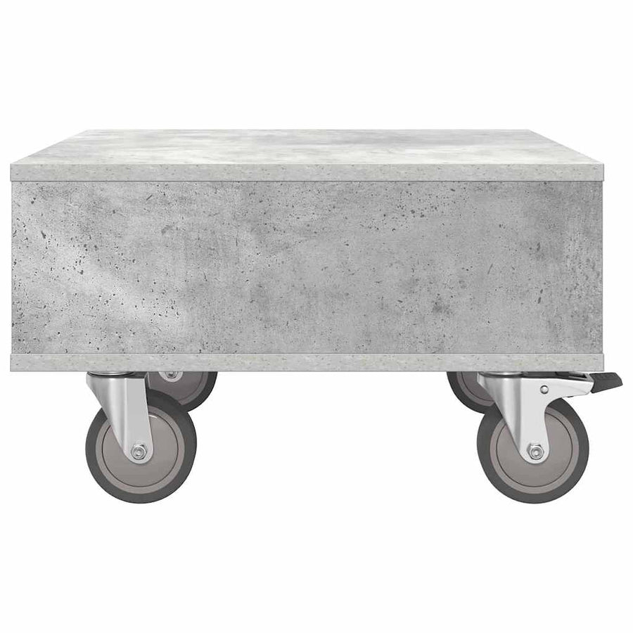 Bijzettafel met wielen Beton Grijs 50 x 50 x 30 cm Bewerkt hout