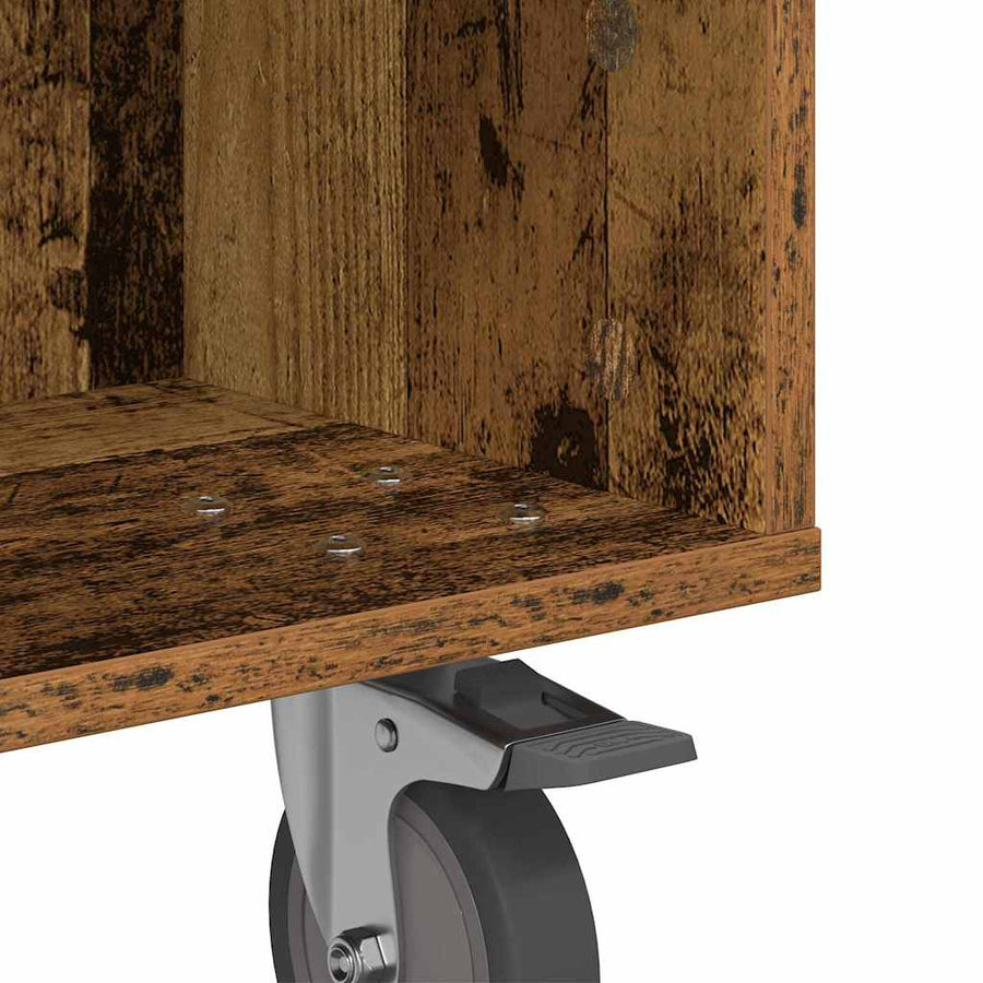 Bijzettafel met wielen Oudhout 50 x 50 x 30 cm Bewerkt hout