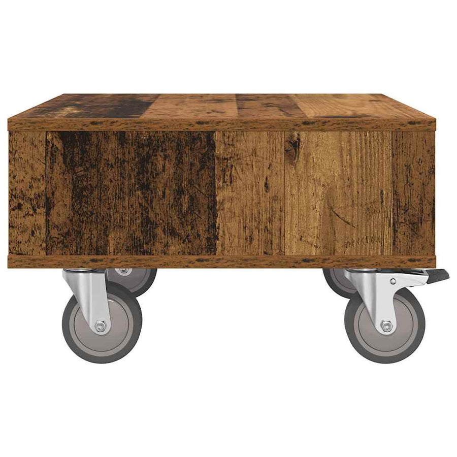 Bijzettafel met wielen Oudhout 50 x 50 x 30 cm Bewerkt hout