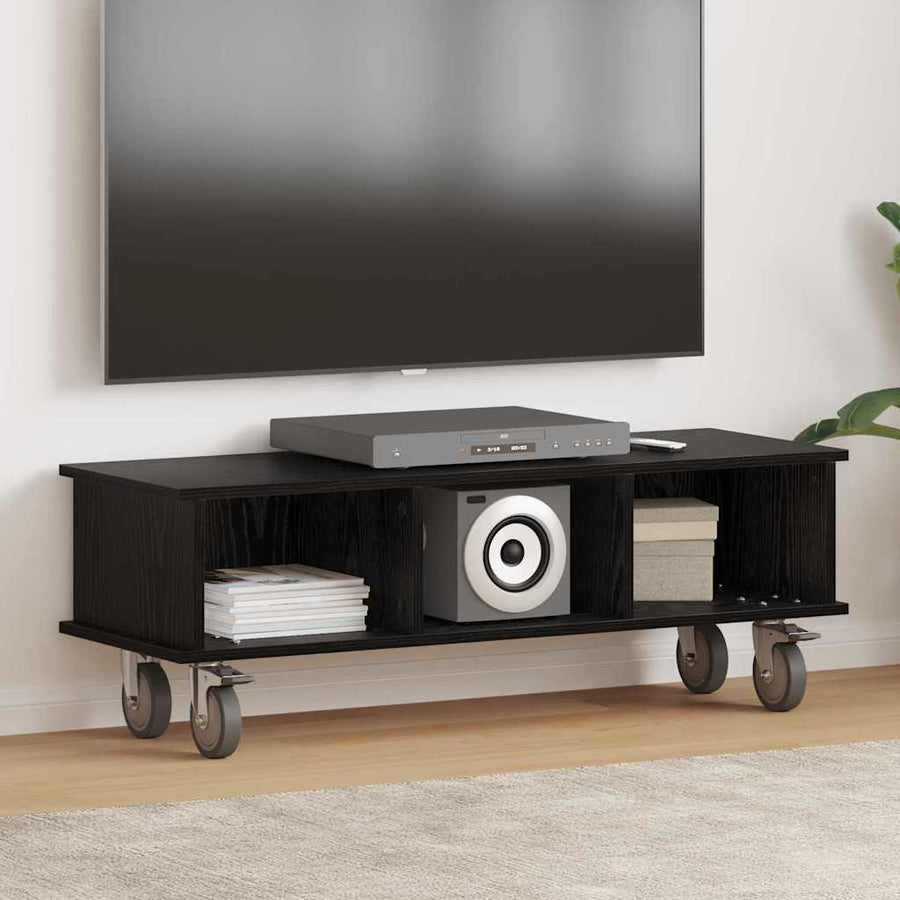 TV-standaard Zwart Eiken 100 x 35 x 35 cm Bewerkt hout