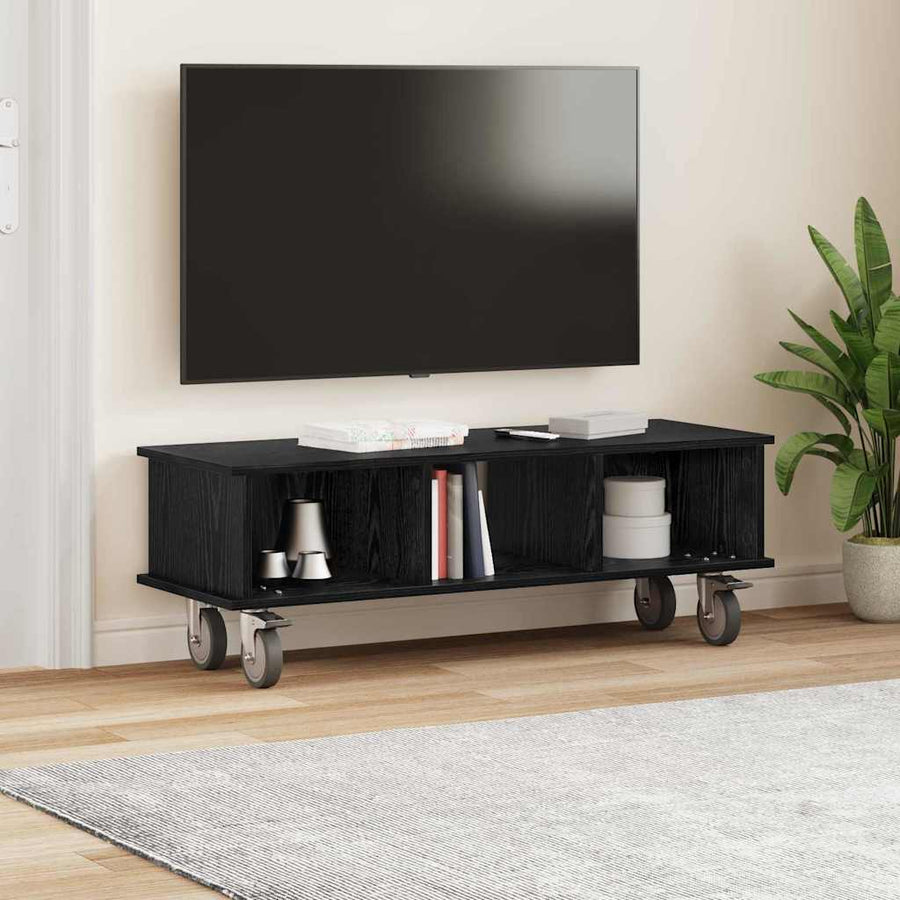 TV-standaard Zwart Eiken 100 x 35 x 35 cm Bewerkt hout